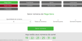 5 sites para escolher números para Mega Sena