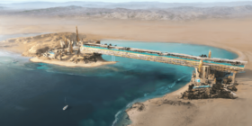 Vídeo impressionante mostra resort no deserto saudita com piscina gigante