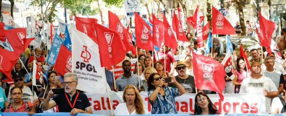 Mais de 100 ativistas sindicais assinalam 45 anos do SNS em protesto frente ao ministério