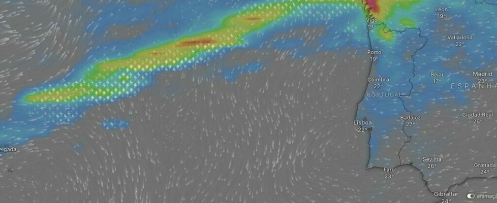 Vem aí um rio atmosférico no arranque do outono. Chuva forte e persistente a partir de terça (e frio depois)