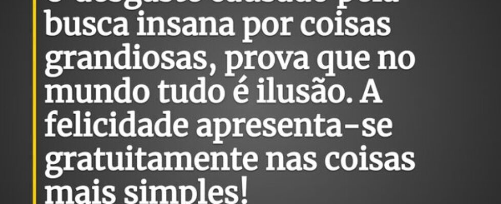 O desgaste causado pela busca insana por coisas gr... valdemar pinheiro