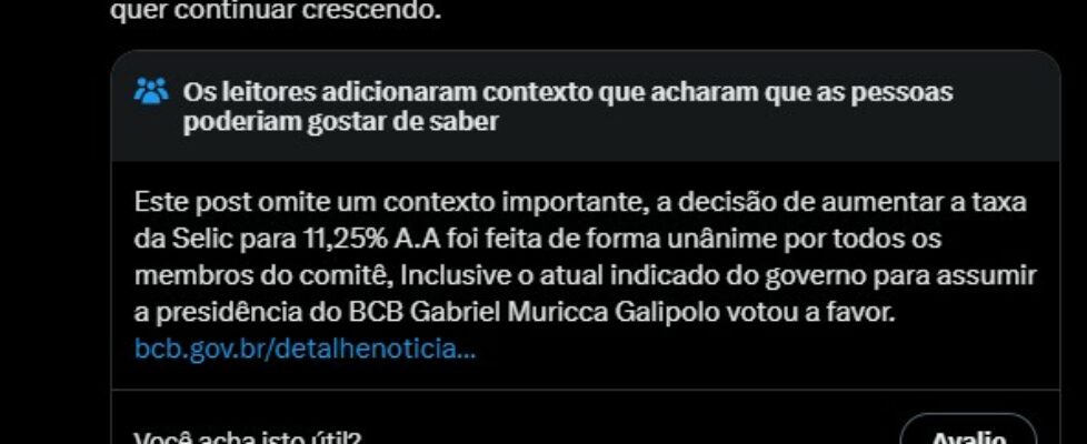 Gleisi reclama de alta de juros e é corrigida no Twitter/X