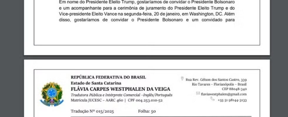 Defesa de Bolsonaro diz que e-mail é aceno formal de Trump; leia o convite