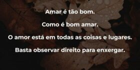 Amar é tão bom.


Como é bom amar.


O amor está e... AUTOESTIMA JD33