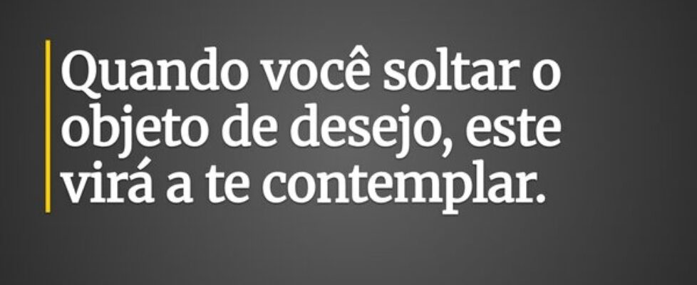 Quando você soltar o objeto de desejo, este virá a... Claudia Berlezi
