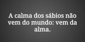 A calma dos sábios não vem do mundo: vem da alma.... Damião Leão