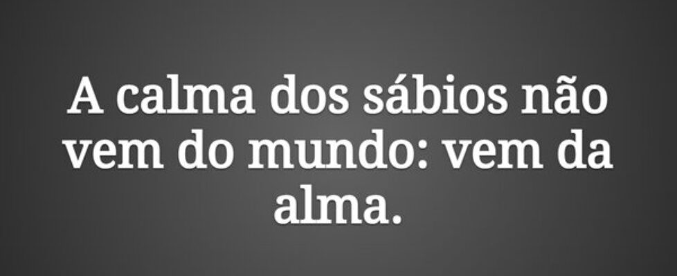 A calma dos sábios não vem do mundo: vem da alma.... Damião Leão