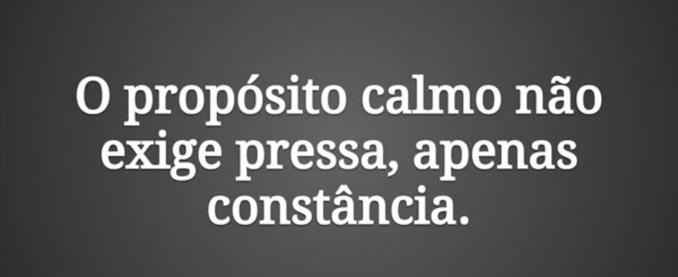 O propósito calmo não exige pressa, apenas constân... Damião Leão