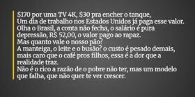 $170 por uma TV 4K, $30 pra encher o tanque, Um di... Fernando Alva