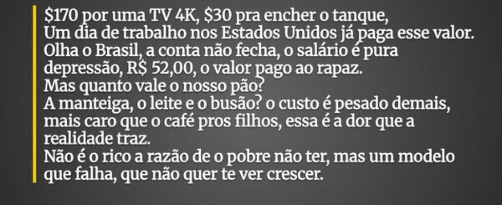 $170 por uma TV 4K, $30 pra encher o tanque, Um di... Fernando Alva