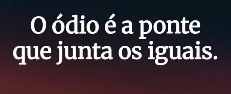 O ódio é a ponte que junta os iguais.... Fernando Alva
