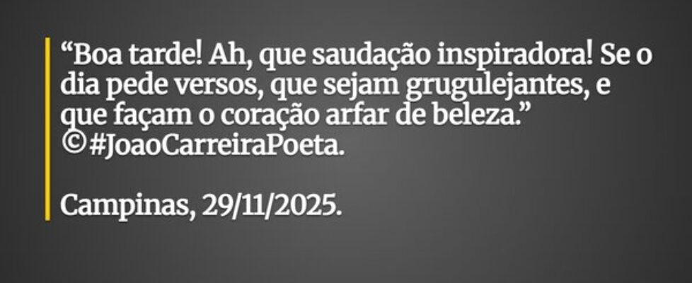 ⁠“Boa tarde! Ah, que saudação inspiradora! Se o di... JoaoCarreiraPoeta