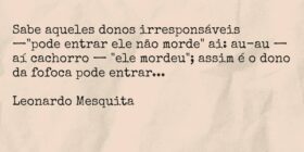 Sabe aqueles donos irresponsáveis — "pode ent... Leonardojjms