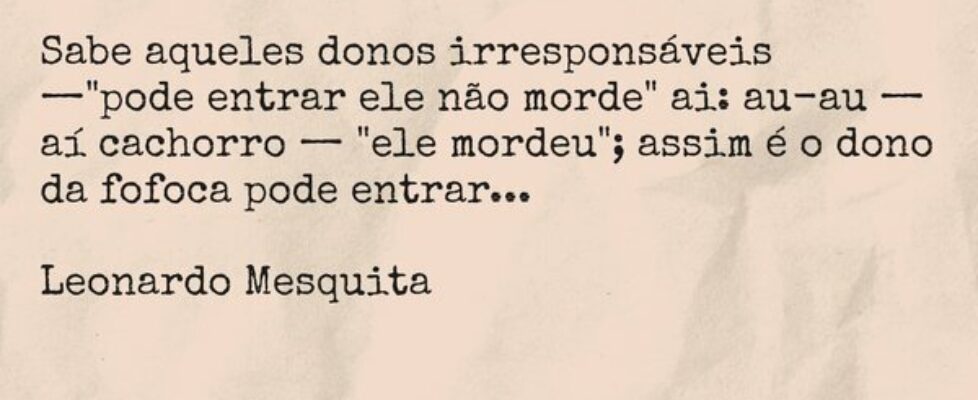 Sabe aqueles donos irresponsáveis — "pode ent... Leonardojjms
