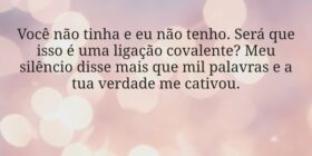 Você não tinha e eu não tenho. Será que isso é uma... Shalimar Farias da Silva