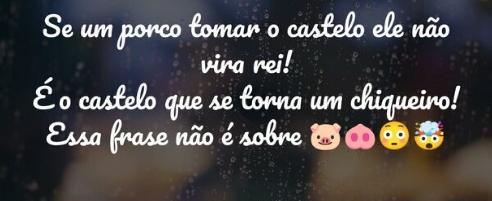 Se um porco tomar o castelo ele não vira rei! É o ... Starisy2