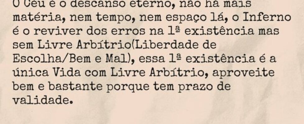 O Céu é o descanso eterno, não há mais matéria, ne... TÁRSIS CAMPOS