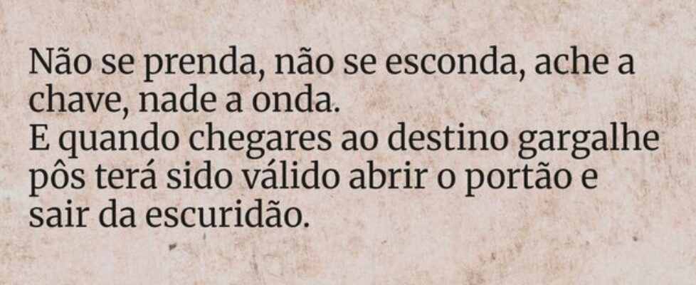 Não se prenda, não se esconda, ache a chave, nade ... Thiago FariasAbaetetuba-PA