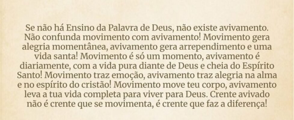 Se não há Ensino da Palavra de Deus, não existe av... Thyago Harmony