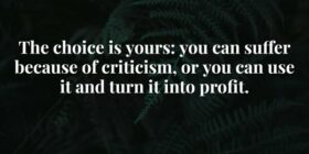 The choice is yours: you can suffer because of cri... Abraham Cezar