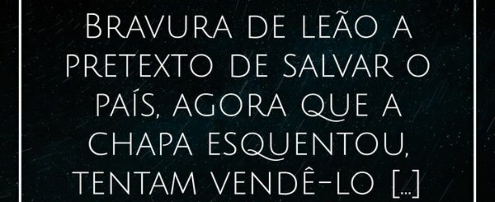 ⁠Tentaram vender Bravura de leão a pretexto de sal... Alessandro Teodoro