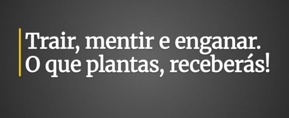 Trair, mentir e enganar. O que plantas, receberás!... Claudia Berlezi
