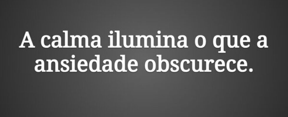 A calma ilumina o que a ansiedade obscurece.... Damião Leão
