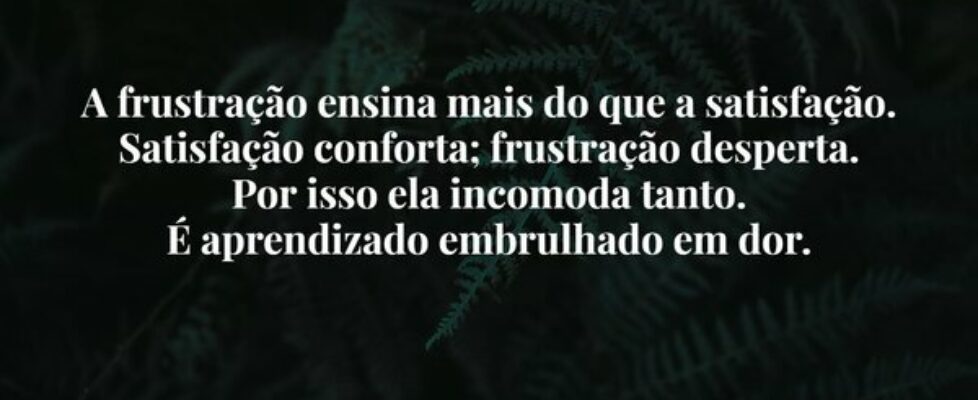 A frustração ensina mais do que a satisfação. Sati... Damião Leão