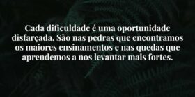 Cada dificuldade é uma oportunidade disfarçada. Sã... Damião Leão