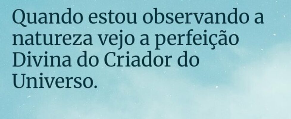 Quando estou observando a natureza vejo a perfeiçã... Mari Telles