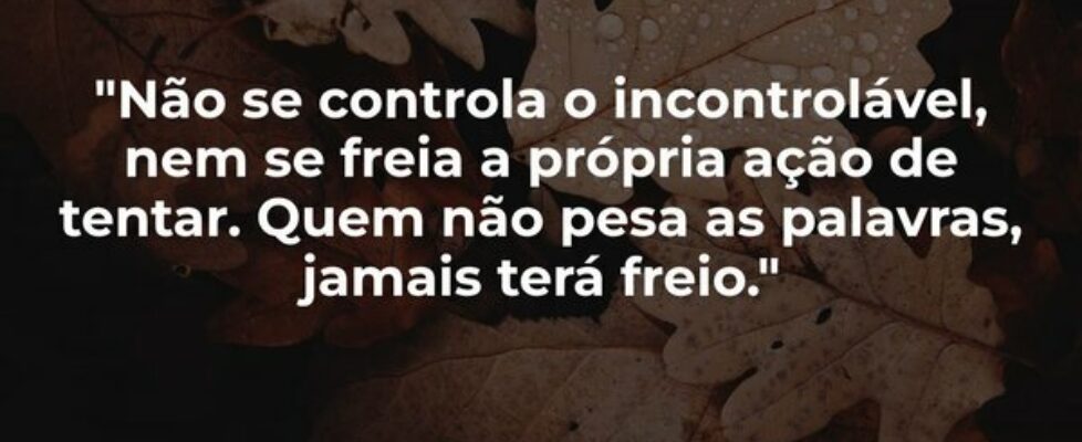 "Não se controla o incontrolável, nem se frei... Marilene Mesquita