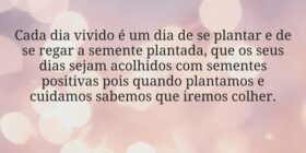 Cada dia vivido é um dia de se plantar e de se reg... mickaely nascimento
