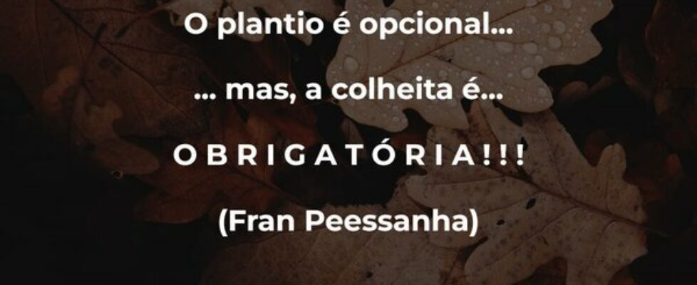 O plantio é opcional... ... mas, a colheita é...... Moisés Sarge