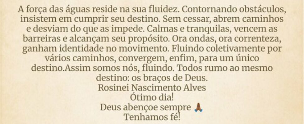 A força das águas reside na sua fluidez. Contornan... ROSINEI NASCIMENTO ALVES