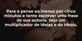 Pare e pense ao menos por cinco minutos e tente es... Shalimar Farias da Silva