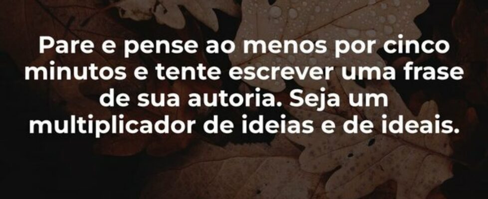 Pare e pense ao menos por cinco minutos e tente es... Shalimar Farias da Silva