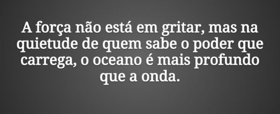A força não está em gritar, mas na quietude de que... Tiago Scheimann