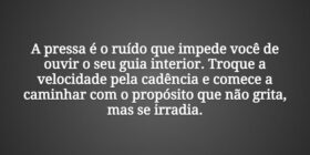 A pressa é o ruído que impede você de ouvir o seu ... Tiago Scheimann