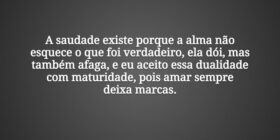 A saudade existe porque a alma não
esquece o que f... Tiago Scheimann