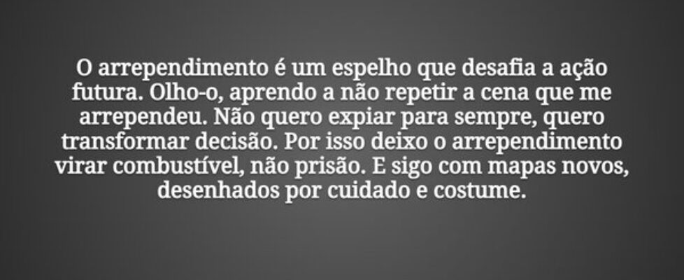 O arrependimento é um espelho que desafia a ação f... Tiago Scheimann