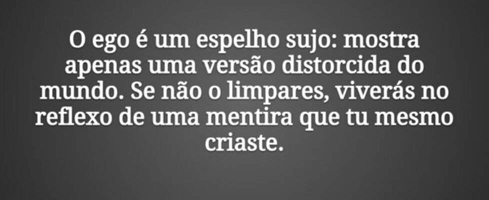 O ego é um espelho sujo: mostra apenas uma versão ... Tiago Scheimann