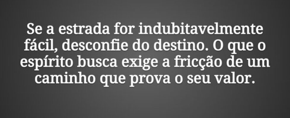 Se a estrada for indubitavelmente fácil, desconfie... Tiago Scheimann
